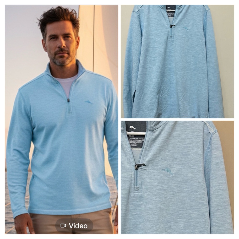Tommy Bahama Light Blue Quarter-Zip Sweatshirt